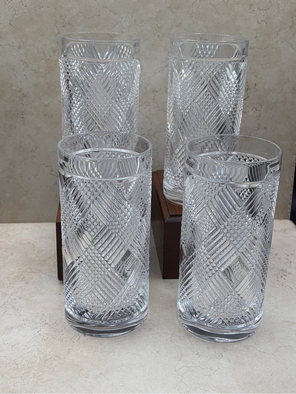 Ralph Lauren Argyle Crystal Highball Glasses Set of 4 Limited Release 2009-2010